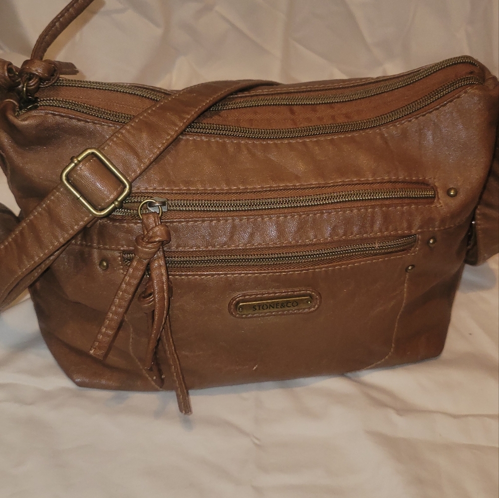 Stone and CO crossbody hobo bag,cognac